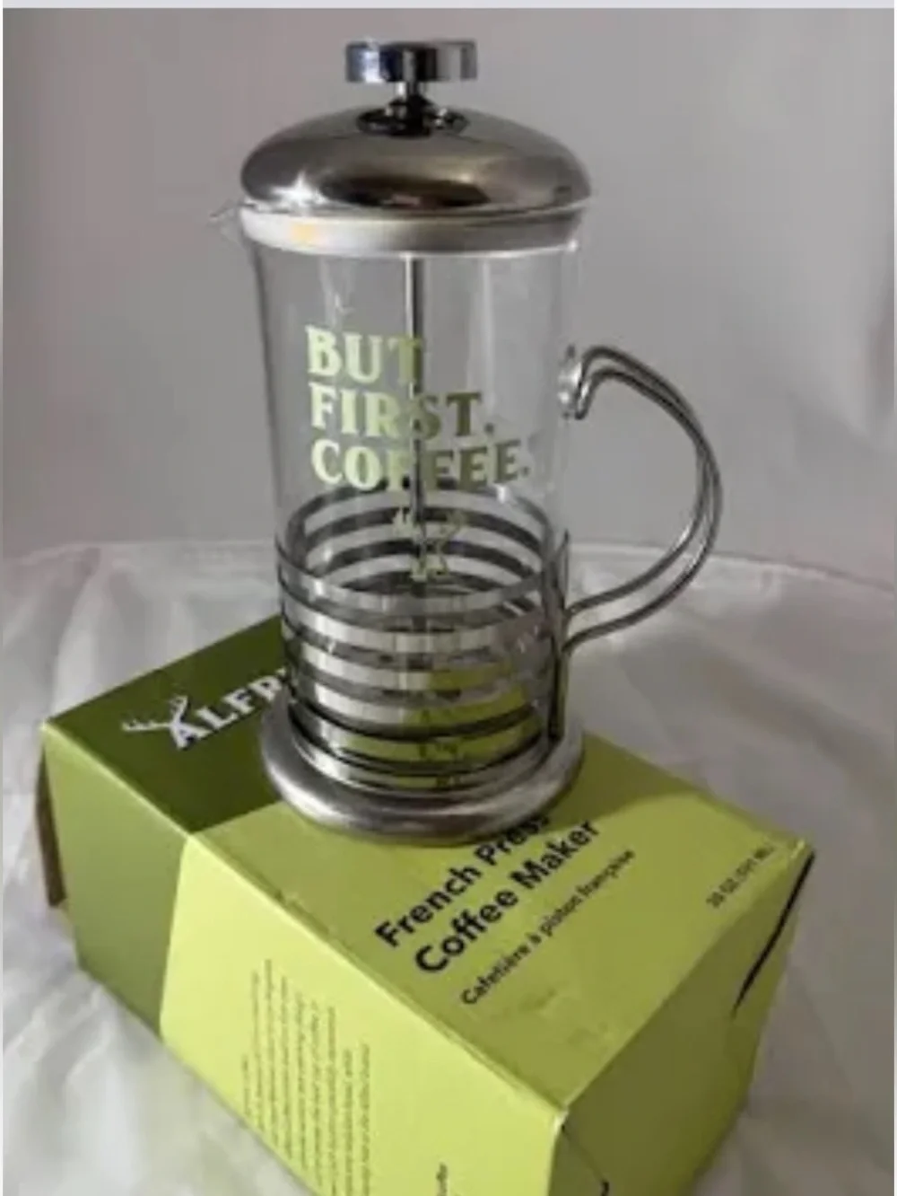 Alfred Glass French Press Coffee Maker with Chrome Accents
